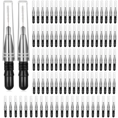 BBTO 100 Pcs Braces Dental Brush Flosser for Cleaner Interdental Brush Toothpick Dental Tooth Flossing Head Oral Dental Toothpick Cleaners Cleaning Tool (Black)