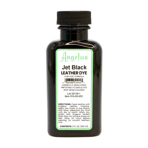 Angelus Leather Dye - Flexible Leather Dye for Shoes, Boots, Bags, Crafts, Furniture, & More 3oz (Jet Black)
