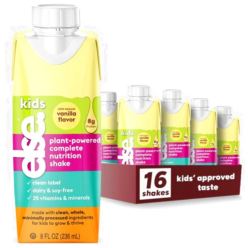 Else Nutrition Plant- Powered Complete Nutrition Shakes for Kids ages 2 plus. Dairy and soy-free, 25 vitamins, minerals, convenient Ready to Drink, Vanilla, 16-pack