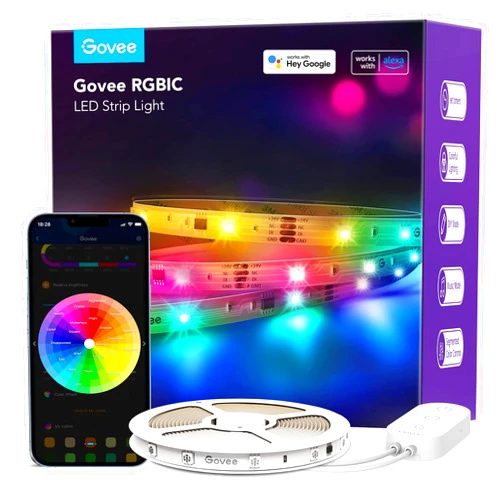 Govee RGBIC Alexa LED Strip Light 32.8ft, Smart WiFi LED Lights Work with Alexa and Google Assistant, Segmented DIY, Music Sync, Color Changing LED Strip Lights for Room, Kitchen, Desk, Holiday