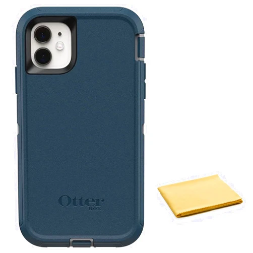 OtterBox Defender Series Screenless Edition Case for iPhone 11 with Cleaning Cloth - Case Only - Non-Retail Packaging - Gone Fishin (Blue)