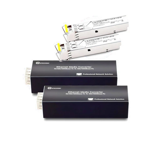 Atroodac A Pair of Mini Fiber to Ethernet Converter with 2 Pcs 1.25G BIDI LC Single Port Transceiver Module up to 20KM 10/100/1000Base-Tx RJ45 to 100/1000BASE-SX SFP Slot Media Converter