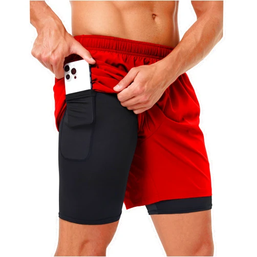 Naarts Men's 2 in 1 Athletic Running Shorts Quick Dry 5 Inch Lightweight Workout Gym Shorts with Liner and Pockets