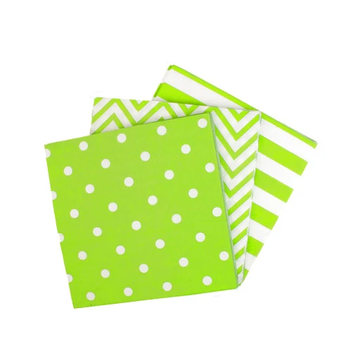 Dulousia Disposable Striped Chevron Polka Dot Green Paper Party Napkins 60 Count