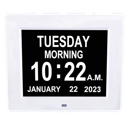 TMC [Newest Version Digital Day Calendar Clock -Extra Large Date Day Time of Week Clock with 12 Alarm Options for Seniors, Elderly, Dementia, Alzheimer (8-inch)