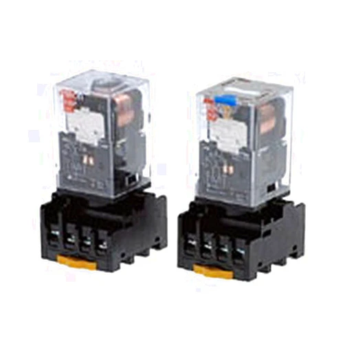 Omron MKS2PN DC24 General Purpose Relay with Mechandical Indicator, LED Indicator Type, Plug-In Terminal, Standard Internal Connections, Double Pole Double Throw Contacts, 55.8 mA Rated Load Current, 24 VDC Rated Load Voltage