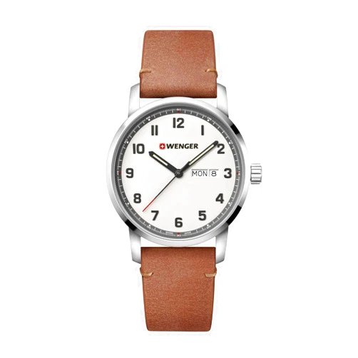 Wenger Attitude Watch Off White Dial, Brown Leather Strap