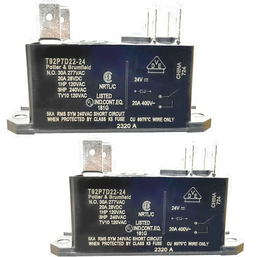 Sonzrod 2-Pack T92P7D22-24 Power Relay - 24VDC 30A DPST-NO Flange Mount (Compatible with TE Connectivity/Potter & Brumfield) - Industrial-Grade Replacement for HVAC, Automotive & Control Systems