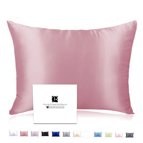 Ravmix Silk Pillowcase for Hair and Skin with Hidden Zipper, Ravmix Both Sides 21Momme Mulberry Silk Cooling Pillow Case Standard Size 20×26inches, 1PCS, Dark Pink