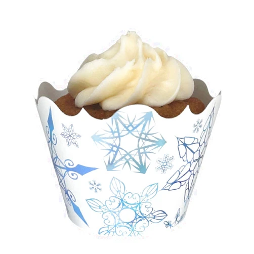 Oh That Cupcake Frozen Snowflake Party Supplies Cupcake Wrappers (12 Pack) - Winter Wonderland Birthday Party Favors, Blue Icicle Girls Birthday Party Decorations
