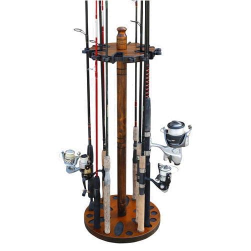 Rush Creek Creations Round 24 Fishing Rod Rack with Dual Rod Clips - No Tool Assembly - Water Resistant, dark (38-3002)