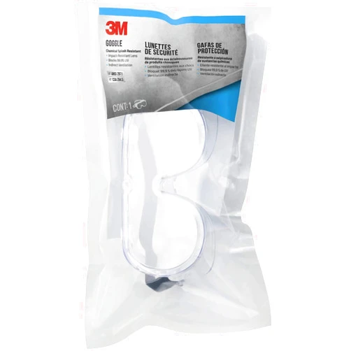 3M Goggle Chemical Splash, Impact-Resistant Lens, Blocks 99.9% of UV, Comfortable Elastic Headband, Vents Designed To Help Reduce Fogging, Provides A Secure & Personalized Fit (93506P1-DC)