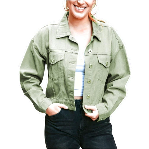 Anna-Kaci Women's Classic Long Sleeve Button Down Crop Denim Jean Jackets with Pockets