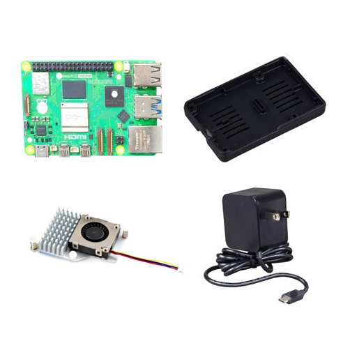 Generic Vis Viva Starter Kit for Raspberry Pi 5 with 27W USB-C Power Supply (Black), Aluminium Heatsink Active Cooler, Snap-On Silicone Rubber Bumper (16GB)