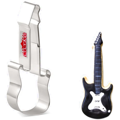 LILIAO Small Electric Guitar Cookie Cutter Music Rock and Roll Biscuit Fondant Cutter - 1.6 x 4.6 inches - Stainless Steel