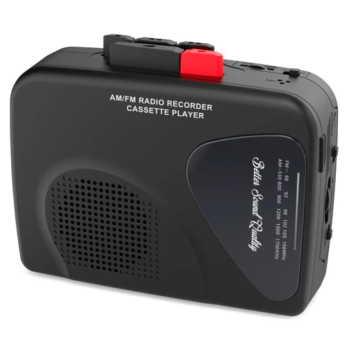 Mersoco Walkman Cassette Players Recorders AM/FM Radio, Portable Tape Player Records to Tape Built in Speakers Manual Record - 2AA Battery Or DC 5V Supply with 3.5MM Earphone- Black