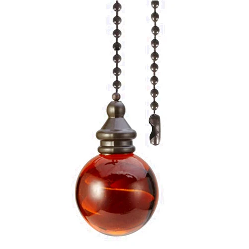 Aoprofree Ceiling Fan Pull Chain 12 inch Amber Ball Pull Chain Extension Fan Chain Extender Ceiling Fan Pulls Ornament with Ball Fan Chain Connector for Ceiling Fan Light, 1PCS (Amber Ball)