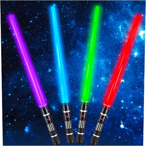 LESUTER TOYS 4 Pack 4 Colors Light up LED Saber, Light Swords with FX Sound(Motion Sensitive) and Realistic Handle, Expandable Light up Toy for Kid Adult, Warriors and Galaxy War Fighter, Halloween Party Xmas Gift