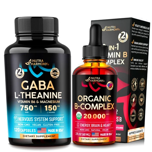 NUTRAHARMONY GABA with L-Theanine Capsules & Vitamin B Complex Drops