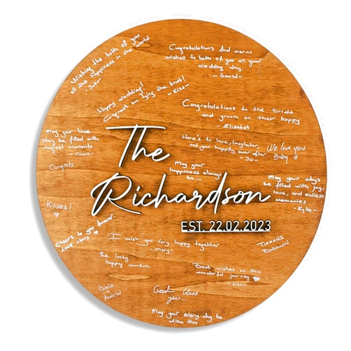 Aydan's unique finds Wedding Guestbook Sign for Couple - Personalized Wooden Guest Book Alternative, Custom Round Rustic Wedding Decoration with Names & Date