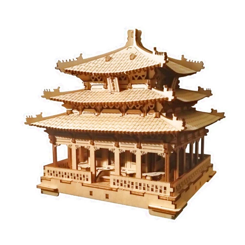 CHUKER 3D Wooden Puzzles for Adults - Wanchun Pavilion of Jingshan Park Chinese Architecture Model Lego Kits Architectural Model Building Blocks, 153 Pieces