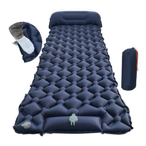 MEETSUN Sleeping Pad for Camping- Ultralight Camping Mat with Pillow Built-in Foot Pump,Compact Camping Air Mattress with Repair Kit,Lightweight Sleeping Mat for Camping, Backpacking, Hiking,Car,Tent