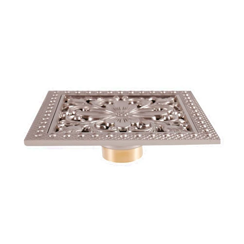LOEBKE Brass Floor Drain 6 Inch Square Shower Floor Drain Removable Cover Bathroom Drainer with Hair Sieve for Kitchen Washroom Garage Basement Floor Drain-Antique (Color : Brushed Nickel)