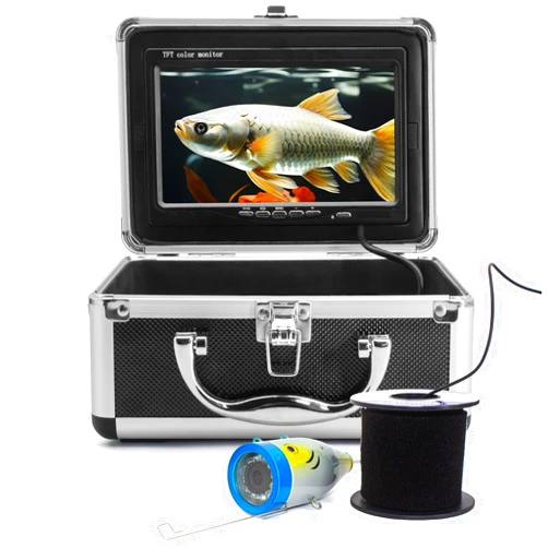 Wohuole 7 Inch Underwater Fishing Camera with LCD Monitor,Wohuole Portable Fish Finder Camera HD 1000 TVL 12pcs White LED Waterproof IP68 Camera 30M Cable for Ice Lake Sea Boat Kayak Fishing (7 INCH)