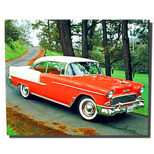 Impact Posters Gallery 1955 Chevy Bel Air Hard Top Classic Red Vintage Car Wall Decor Art Print Poster (16x20)