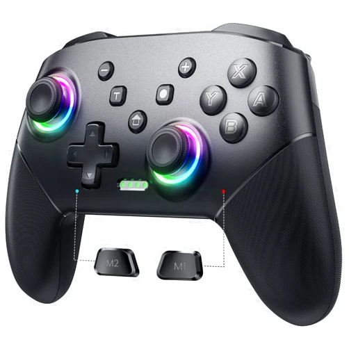 VOYEE Switch Controller Wireless, Pro Controllers Compatible with Switch Lite/OLED/PC, One-Key Pairing Gamepad with 9-Color RGB LEDs 1000mAh Battery 6-Axis Motion Wake Up Function