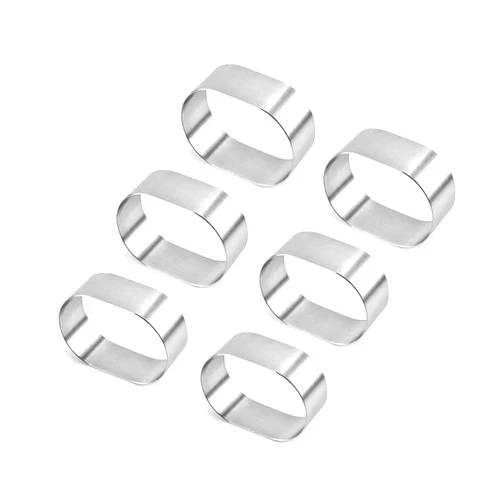 OSBAY Set of 6-Round Cake Ring Stainless Steel Mini Long Oval Mousse Ring Cake Mold Metal Baking Tiramisu Baking Pastry Tools Kitchen Dessert Rings Set (6PCS)