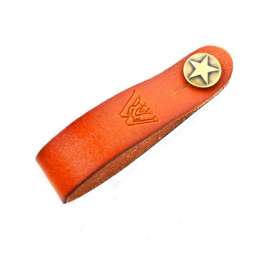 Walker & Williams Walker And Williams AT-1-RBRN Retro Brown Premium Thick Leather Acoustic Guitar Strap Button Headstock Adaptor For Acoustic, Electric, And Bass Guitars