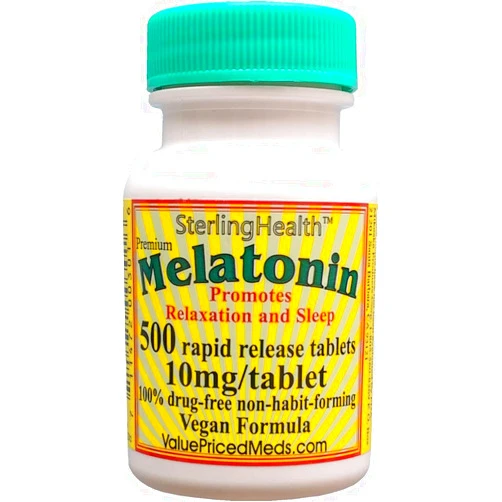ValuePricedMeds Melatonin 10mg 500 Count Quick Dissolve Vegan Super Strength