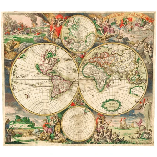 Bailiers Diamond Painting Old World Map 1689 - World Map,Paint by Number Crystal Rhinestone Diamond Embroidery Paintings Cross Stitch,12 X 16 Inch