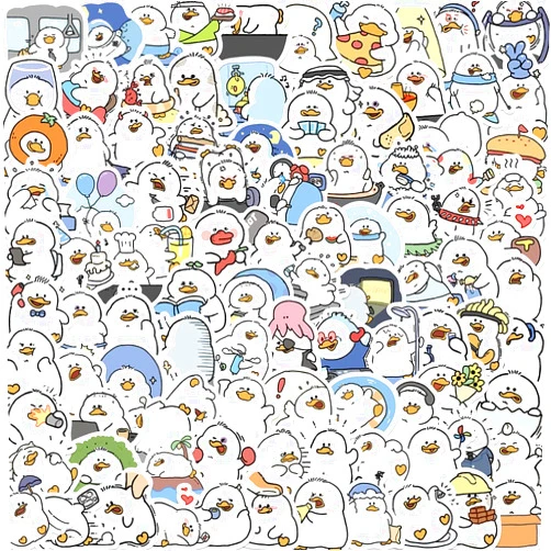 Moracle 100PCS Cute Fat Duck Small Stickers Pack, Funny Anime Ducks Stickers Vinyl Waterproof Stickers for Water Bottle Laptop Scrapbook, Kawaii Animals Meme Stickers for Adults Teens Kids (Duck)