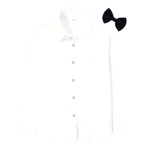 DISAUR Boys Dress Shirts Toddler Boy Button Down Shirt Long Sleeve Removable Bow Tie Button Up Shirt White Formal Graduation