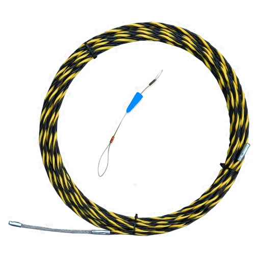 Ezitown Electrical 3 Core Three Strands Braid Nylon Fish Tape Diameter 6MM (50ft kit, yellow)