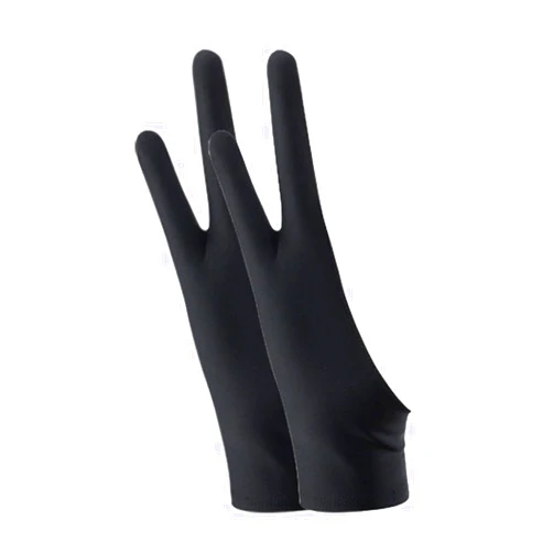 CTFRQC 2 Pack Smudge Gloves Anti Smudge 2 Finger Artist Glove Drawing Gloves for Paper Sketching, Black