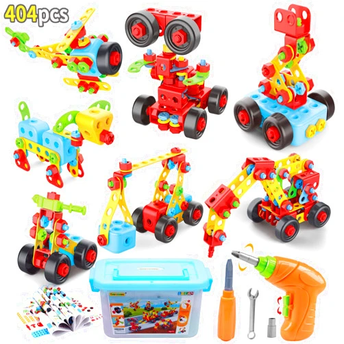 COUOMOXA Building Toys, 404 Pieces STEM Toys Kit Creative Construction Engineering Learning Set for 5, 6, 7, 8+ Year Old Boys&Girls Best Toy Gift for Kids |Take-A-Part Building Blocks