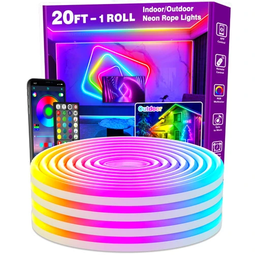 AILBTON 20Ft Neon Rope Lights,Flexible Led Rope Lights Control with App/Remote,Multiple Modes Rope Lights,IP65 Outdoor RGB Led Neon Lights Waterproof,Music Sync Gaming Led Neon Light Strip for Bedroom Decor