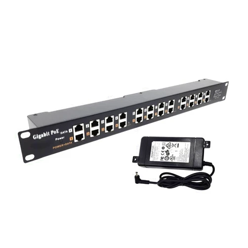 PoE Texas PoE Injector - 12 Port Gigabit Passive Midspan Injector with 48V 120 Watt UL Power Supply - Power Over Ethernet for 802.3af or at (PoE+) Devices VoIP Phone, WiFi Access Point, IP Camera