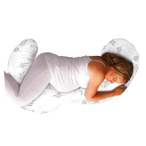 Boppy Total Body Pregnancy Pillow – Gray Wispy Leaves – Body Pillow for Prenatal & Postpartum Support – Removable Pregnancy Pillow Cover Included