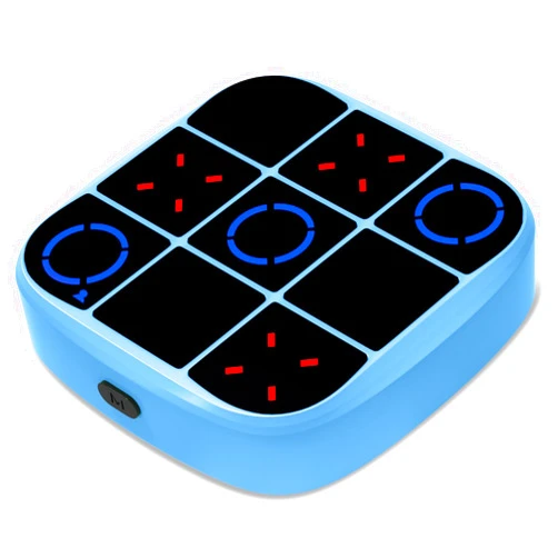 KOQQQ Tic-Tac-Toe Bolt Game, 4-in-1 Handheld Puzzle Games Console, Electronic Tic-Tac-Toe Game for Educational and Memory Growth, Portable Travel Games for Car Ride, Board Games for Kids and Adults (Blue)