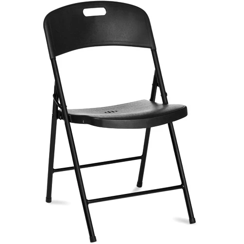 Oline Folding Chair, Indoor Outdoor Plastic Commercial Stackable Foldable Guest Chairs for Events Office Wedding Party Picnic Kitchen Dining, 350lb Capacity (Black, 1 Pack)