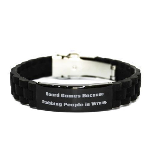 Generic Fun Board Games Black Glidelock Clasp Bracelet, Board Games Because Stabbing People is Wrong, Unique for Friends, Holiday