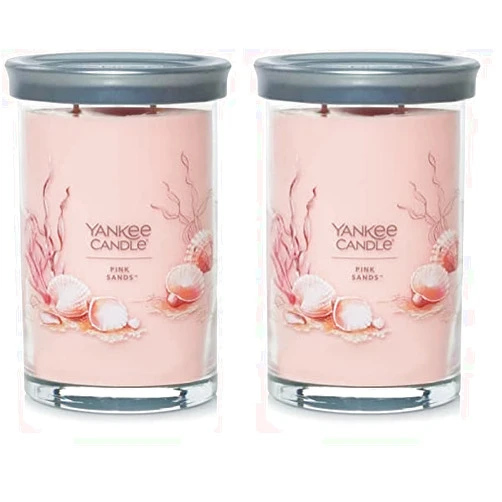 Yankee Candle Pink Sands Scented, Signature 20oz Large Tumbler 2-Wick Candle, Over 60 Hours of Burn Time (Pack of 2)