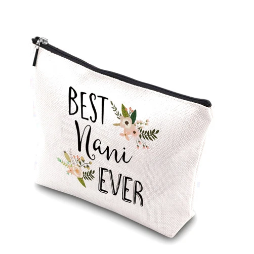WCGXKO Best Nani Ever Grandma Gift Nani Gift Zipper Makeup Bags Travel Waterproof Toiletry Bag Accessories (BEST Nani)