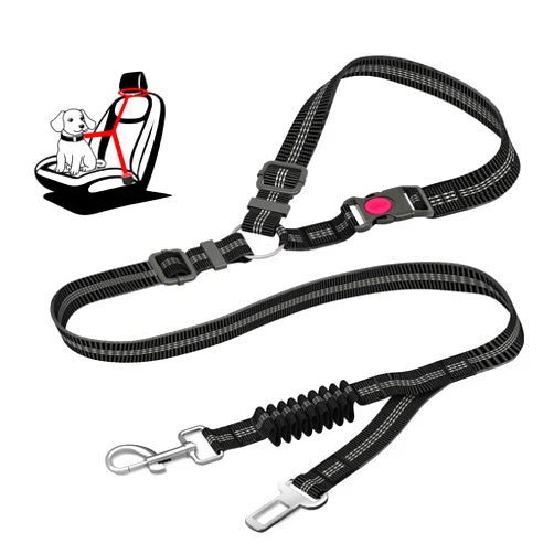 Crossarctic Dog Seat Belt, Updated Dual-Use Dog Seatbelt for Vehicle Headrests, Dog Car Leash for Dog car seat Cover - Bungee Retractable Adjustable for Your Pet, Pet Safety Car Harness
