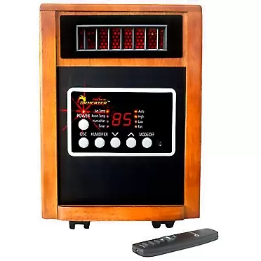 Dr Infrared Heater DR998, 1500W, Advanced Dual Heating System with Humidifier and Oscillation Fan and Remote Control Cherry
