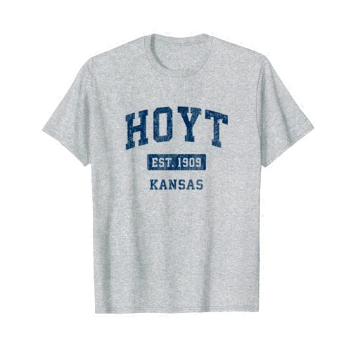 Hoyt KS Retro T-Shirts & Tees Hoyt Kansas KS Vintage Sports Established Navy Design T-Shirt